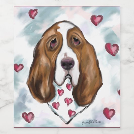BASSET HOUND WIJN ETIKET (Enkel label)
