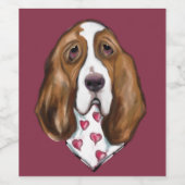 BASSET HOUND WIJN ETIKET (Enkel label)