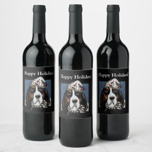 BASSET HOUND WIJN ETIKET