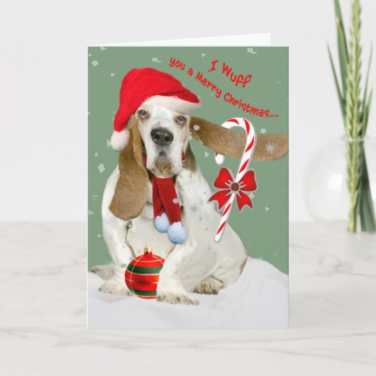 Basset Hound Wing je prettige kerst Feestdagen Kaart (Voorkant)