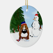 Basset Hound Winter Scene Keramisch Ornament (Rechts)