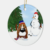 Basset Hound Winter Scene Keramisch Ornament (Links)