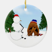 Basset Hound Winter Scene Keramisch Ornament (Achterkant)
