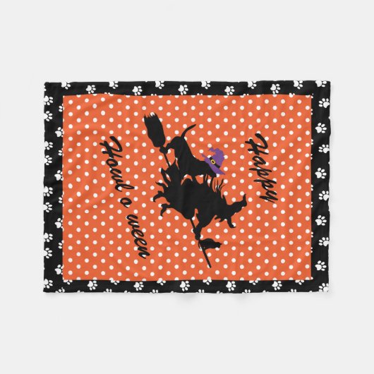 Basset Hound Witch Halloween Fleece Blanket (Voorkant (Horizontaal))