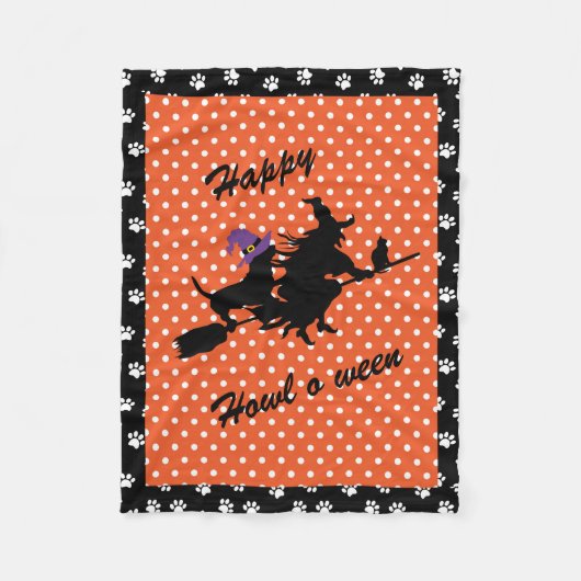 Basset Hound Witch Halloween Fleece Blanket Deken (Voorkant)
