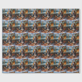 Basset Hound With Christmas Lights Holiday Cadeaupapier (Vlak)