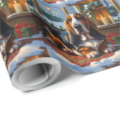 Basset Hound With Christmas Lights Holiday Cadeaupapier (Rol Hoek)