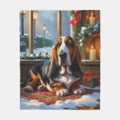 Basset Hound With Christmas Lights Holiday  Fleece Deken (Voorkant)