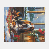 Basset Hound With Christmas Lights Holiday  Fleece Deken (Voorkant (Horizontaal))