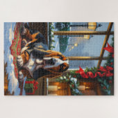 Basset Hound With Christmas Lights Holiday  Legpuzzel (Horizontaal)