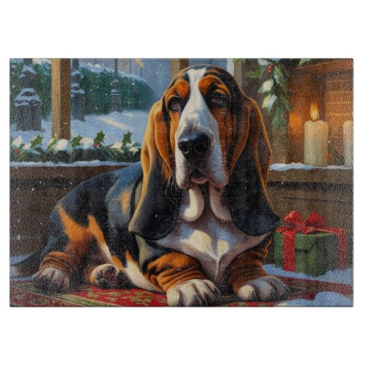 Basset Hound With Christmas Lights Holiday  Snijplank (Voorkant)