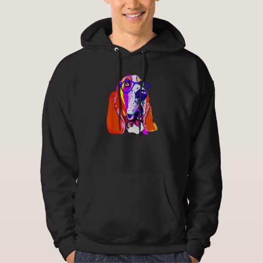 Basset Hound with Glasses Colorful Pop Dog Love Hoodie (Voorkant)