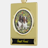 Basset Hound Wreath Verguld Banner Ornament (Links)