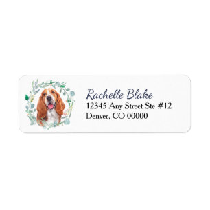 Basset Hound Wreatreturn Address Etiket