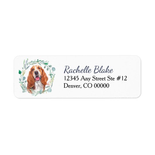 Basset Hound Wreatreturn Address Etiket (Voorkant)