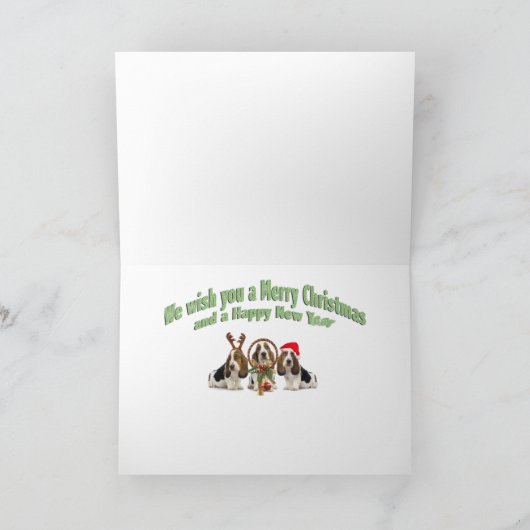 Basset Hound Xmas Bark Herald Angels kaart (Binnen)