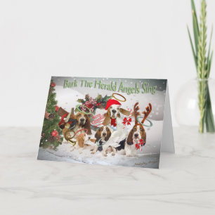 Basset Hound Xmas Bark Herald Angels kaart