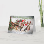 Basset Hound Xmas Bark Herald Angels kaart (Voorkant)