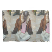 basset_hound yawning kussensloop (Voorkant-Links)
