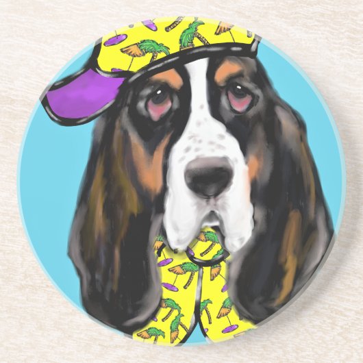 Basset Hound Zandsteen Onderzetter (Voorkant)