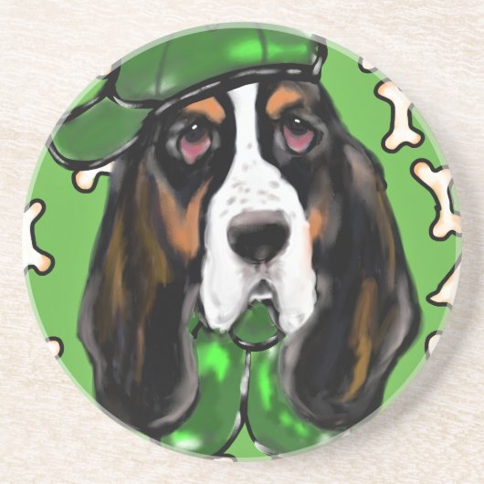 Basset Hound Zandsteen Onderzetter (Voorkant)