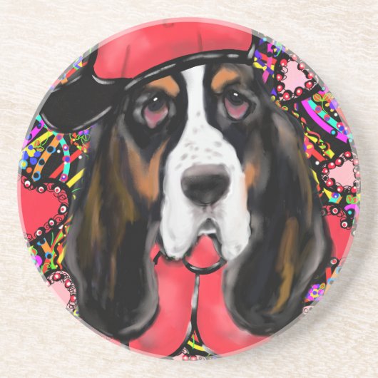 Basset Hound Zandsteen Onderzetter (Voorkant)