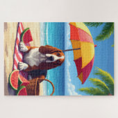 Basset Hound Zomer Strand Scène Legpuzzel (Horizontaal)