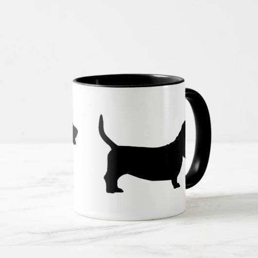 Basset Hound (zwart) Mok (Voorkant rechts)