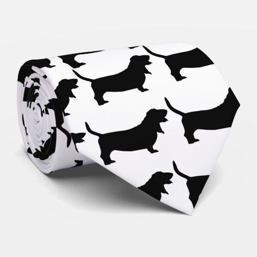 Basset Hound (zwart) Stropdas (Opgerold)