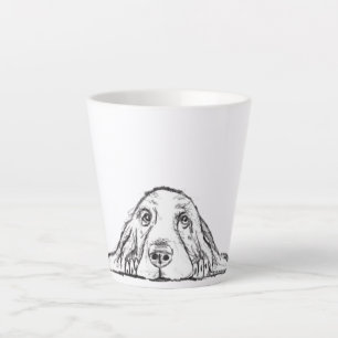 basset hound zwart wit eenvoudig puppy hond ogen   latte mok
