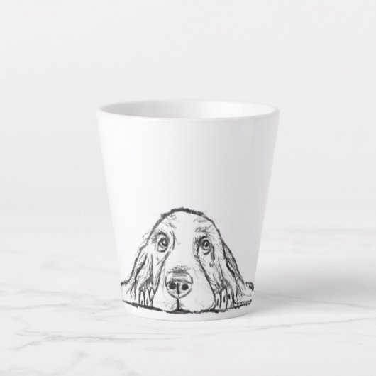 basset hound zwart wit eenvoudig puppy hond ogen   latte mok (Voorkant)