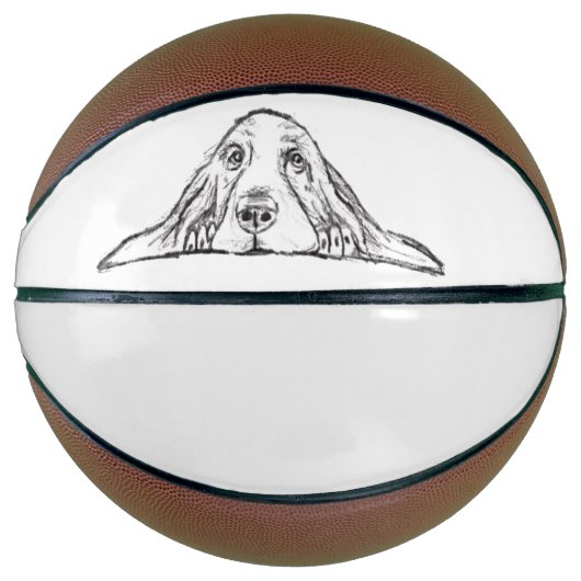 basset hound zwart wit eenvoudig puppy hondenogen basketbal (Voorkant)