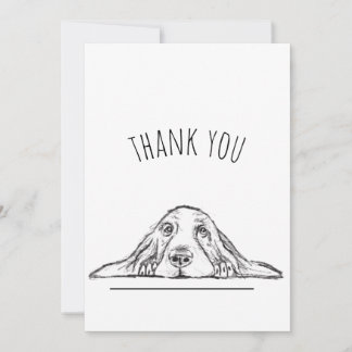 basset hound zwart wit eenvoudig puppy hondenogen bedankkaart