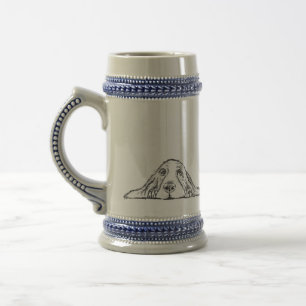 basset hound zwart wit eenvoudig puppy hondenogen bierpul