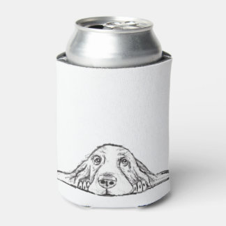 basset hound zwart wit eenvoudig puppy hondenogen blikjeskoeler