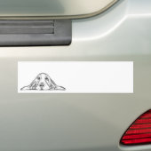 basset hound zwart wit eenvoudig puppy hondenogen bumpersticker (Op auto)