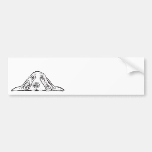 basset hound zwart wit eenvoudig puppy hondenogen bumpersticker (Voorkant)