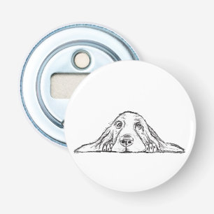 basset hound zwart wit eenvoudig puppy hondenogen button flesopener