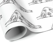 basset hound zwart wit eenvoudig puppy hondenogen cadeaupapier (Rol Hoek)
