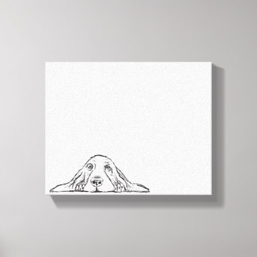 basset hound zwart wit eenvoudig puppy hondenogen canvas afdruk (Voorkant)