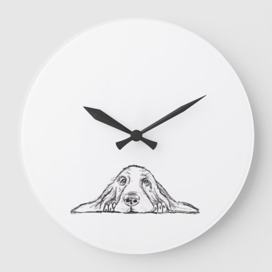 basset hound zwart wit eenvoudig puppy hondenogen  grote klok (Voorkant)