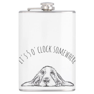 basset hound zwart wit eenvoudig puppy hondenogen heupfles