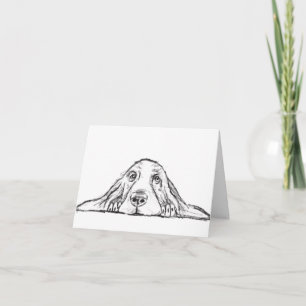 basset hound zwart wit eenvoudig puppy hondenogen  kaart
