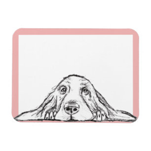 basset hound zwart wit eenvoudig puppy hondenogen magneet