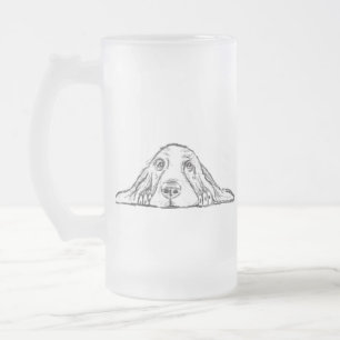 basset hound zwart wit eenvoudig puppy hondenogen matglas bierpul
