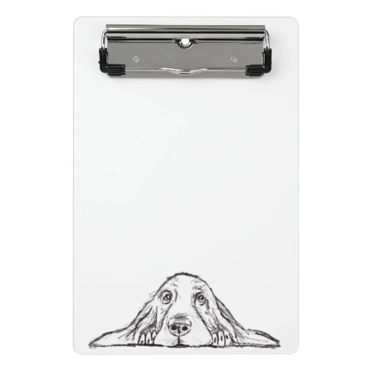basset hound zwart wit eenvoudig puppy hondenogen  mini klembord (Voorkant)