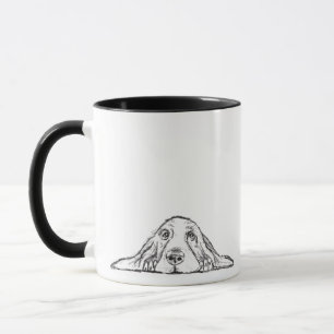 basset hound zwart wit eenvoudig puppy hondenogen  mok