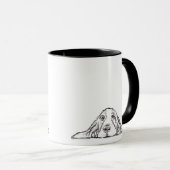 basset hound zwart wit eenvoudig puppy hondenogen mok (Voorkant rechts)