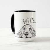 basset hound zwart wit eenvoudig puppy hondenogen mok (Voorkant links)