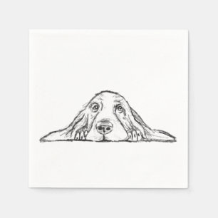 basset hound zwart wit eenvoudig puppy hondenogen servet